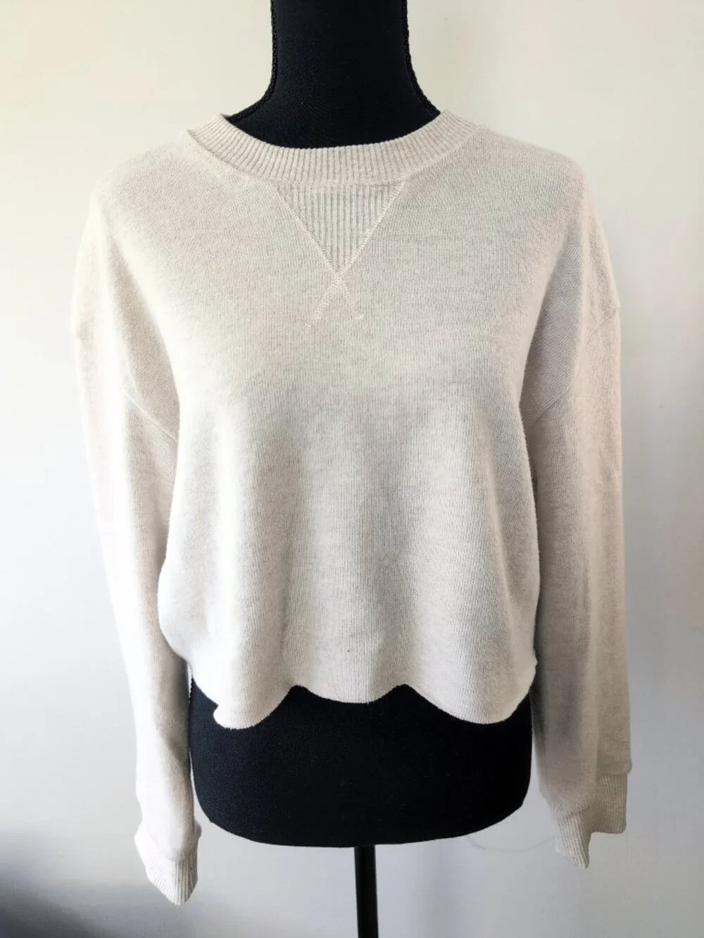 Zara Super Soft Cropped Lightweight Long Sleeve Oatmeal Shirt Casual Sophisticat - Picture 3 of 11